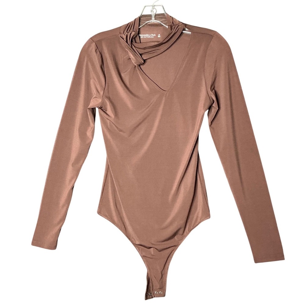 Abercrombie & Fitch Brown Cutout High Neck Long Sleeve Bodysuit Medium M
